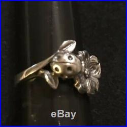 James Avery Retired 3D Ladybug & Dogwood Flower Ring Sterling Silver Size 4.5