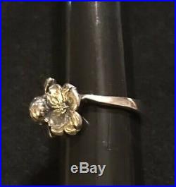 James Avery Retired 3D Ladybug & Dogwood Flower Ring Sterling Silver Size 4.5