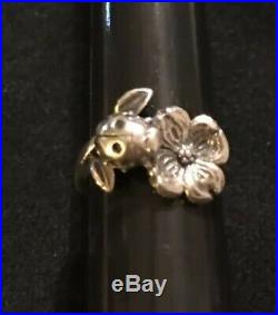 James Avery Retired 3D Ladybug & Dogwood Flower Ring Sterling Silver Size 4.5