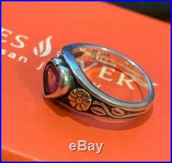 James Avery Retired 925SS & 14k Gold Amathyst Heart Ring Sz 6.25 Gift Bx
