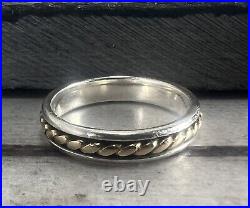 James Avery Retired 925/14KT Rope Band Ring Sz 7.25 3.8 Grams