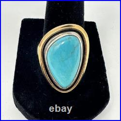 James Avery Retired 925 Silver & Bronze Puerto De Luna Turquoise Ring Size 9