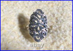 James Avery Retired 925 Sterling Full Bloom Tracery Scrolled Floral Ring Size 10