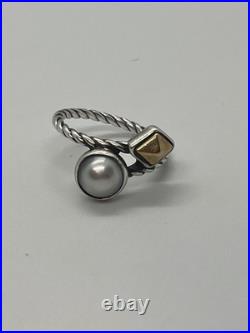 James Avery Retired 925 Sterling Marlowe Bronze with Cultured Pearl Ring Size 7