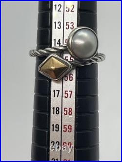 James Avery Retired 925 Sterling Marlowe Bronze with Cultured Pearl Ring Size 7