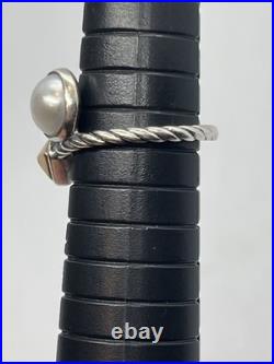 James Avery Retired 925 Sterling Marlowe Bronze with Cultured Pearl Ring Size 7
