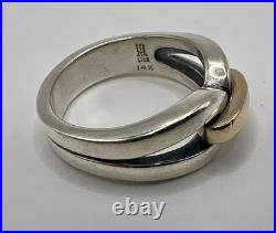 James Avery Retired 925 Sterling Silver & 14k Gold Enduring Bond Ring Size 7