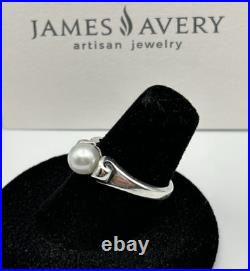 James Avery Retired 925 Sterling Silver Cultured Pearl Scroll Ring Size 6.5