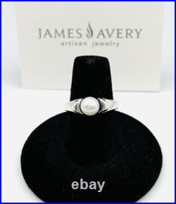 James Avery Retired 925 Sterling Silver Cultured Pearl Scroll Ring Size 6.5
