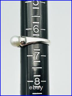 James Avery Retired 925 Sterling Silver Cultured Pearl Scroll Ring Size 6.5