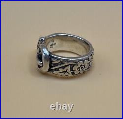 James Avery Retired 925 Sterling Silver Floral Belt & Buckle Ring Size 5.5