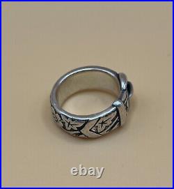 James Avery Retired 925 Sterling Silver Floral Belt & Buckle Ring Size 5.5