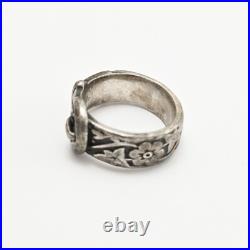 James Avery Retired 925 Sterling Silver Floral Belt & Buckle Ring Size 6.0