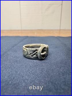 James Avery Retired 925 Sterling Silver Floral Belt & Buckle Ring Size 6.0