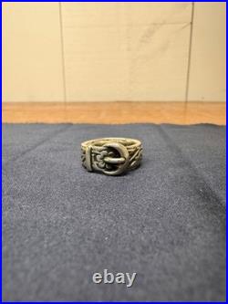 James Avery Retired 925 Sterling Silver Floral Belt & Buckle Ring Size 6.0