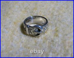 James Avery Retired 925 Sterling Silver Floral Belt & Buckle Ring Size 6.5