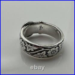 James Avery Retired 925 Sterling Silver Floral Belt & Buckle Ring Size 8.75