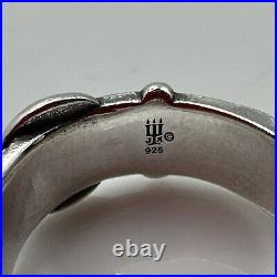 James Avery Retired 925 Sterling Silver Floral Belt & Buckle Ring Size 8.75