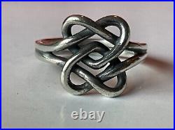 James Avery Retired 925 Sterling Silver Intertwined Hearts Ring Size 6