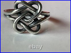 James Avery Retired 925 Sterling Silver Intertwined Hearts Ring Size 6