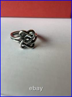 James Avery Retired 925 Sterling Silver Intertwined Hearts Ring Size 6