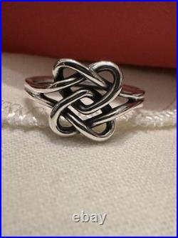 James Avery Retired 925 Sterling Silver Intertwined Hearts Ring Size 9.5