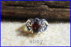 James Avery Retired 925 Sterling Silver Scrolled Heart Garnet Ring Size 5