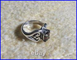 James Avery Retired 925 Sterling Silver Scrolled Heart Garnet Ring Size 5