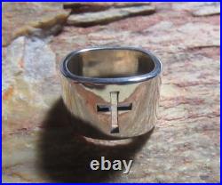 James Avery Retired 925 Sterling Silver Square Crosslet Heavy Wide Ring Size 8.0