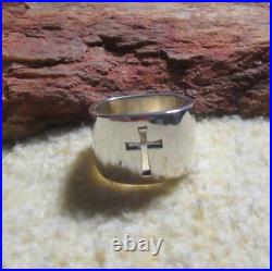 James Avery Retired 925 Sterling Silver Square Crosslet Heavy Wide Ring Size 8.0
