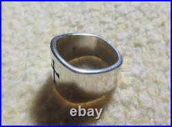 James Avery Retired 925 Sterling Silver Square Crosslet Heavy Wide Ring Size 8.0
