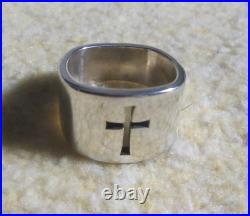 James Avery Retired 925 Sterling Silver Square Crosslet Heavy Wide Ring Size 8.0