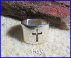 James Avery Retired 925 Sterling Silver Square Crosslet Heavy Wide Ring Size 8.0