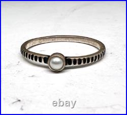 James Avery Retired 925 Sterling Silver Tiny Gray Pearl Stackable Ring Size 10