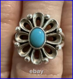 James Avery Retired 925 Sterling Silver Turquoise De Flores Ring Size 8