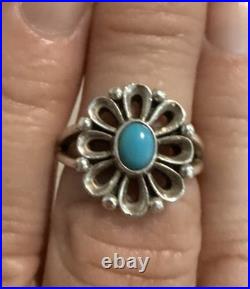 James Avery Retired 925 Sterling Silver Turquoise De Flores Ring Size 8
