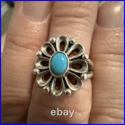 James Avery Retired 925 Sterling Silver Turquoise De Flores Ring Size 8
