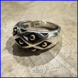 James Avery Retired 925 Sterling w 14K Gold Diamond Lattice Band Ring Size 6.5