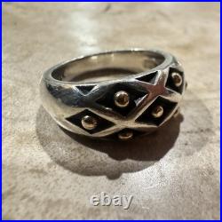 James Avery Retired 925 Sterling w 14K Gold Diamond Lattice Band Ring Size 6.5