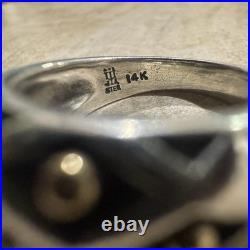 James Avery Retired 925 Sterling w 14K Gold Diamond Lattice Band Ring Size 6.5