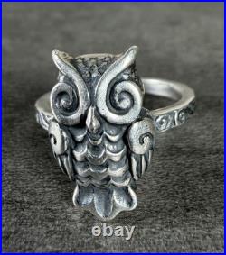 James Avery Retired 925 Woodland Owl Ring Size 8.5 9.1 Grams