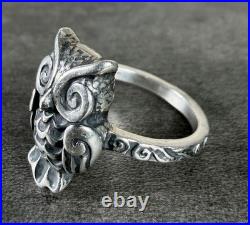 James Avery Retired 925 Woodland Owl Ring Size 8.5 9.1 Grams