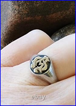 James Avery Retired Alpha and Omega Ring 14kt Gold and Sterling Silver Sz 8