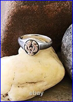James Avery Retired Alpha and Omega Ring 14kt Gold and Sterling Silver Sz 8