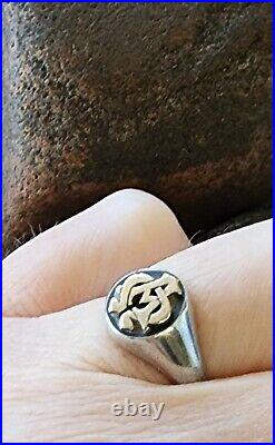 James Avery Retired Alpha and Omega Ring 14kt Gold and Sterling Silver Sz 8