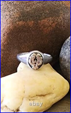 James Avery Retired Alpha and Omega Ring 14kt Gold and Sterling Silver Sz 8