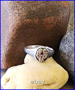 James Avery Retired Alpha and Omega Ring 14kt Gold and Sterling Silver Sz 8