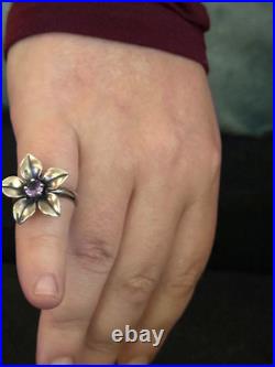 James Avery Retired Amethyst Flower Ring SIZE 5