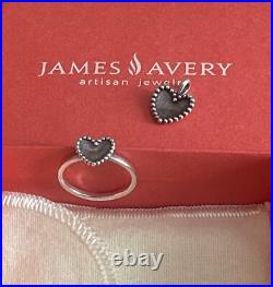 James Avery Retired Beaded Heart Ring And Pendant Set