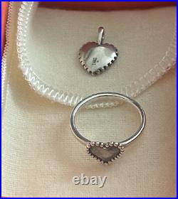 James Avery Retired Beaded Heart Ring And Pendant Set